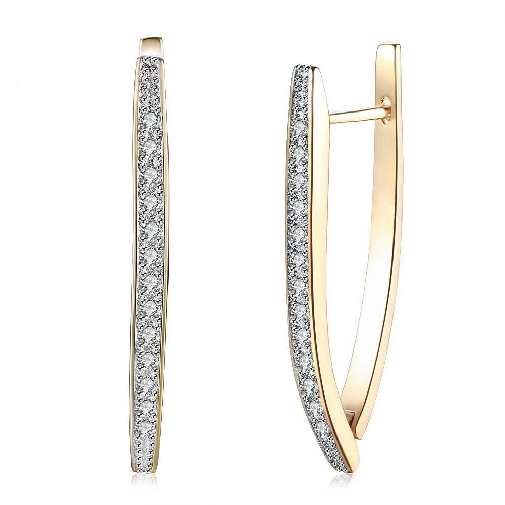 Hollywood Sensation Triangle Hoop Earrings Gold Plate with Swarovski Crystal