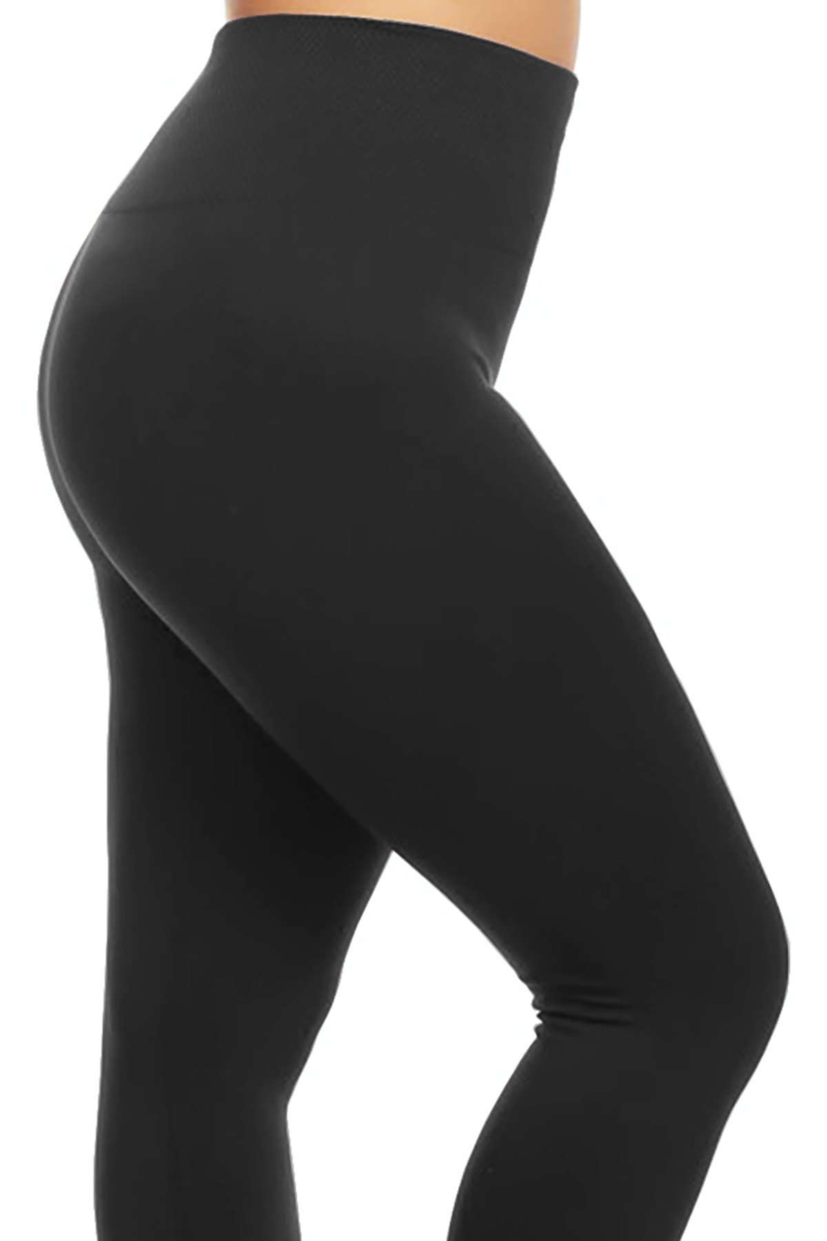 Moa Collection Women's Plus Size Solid High Rise Banded Waist Full length Leggings with Fleece Lining