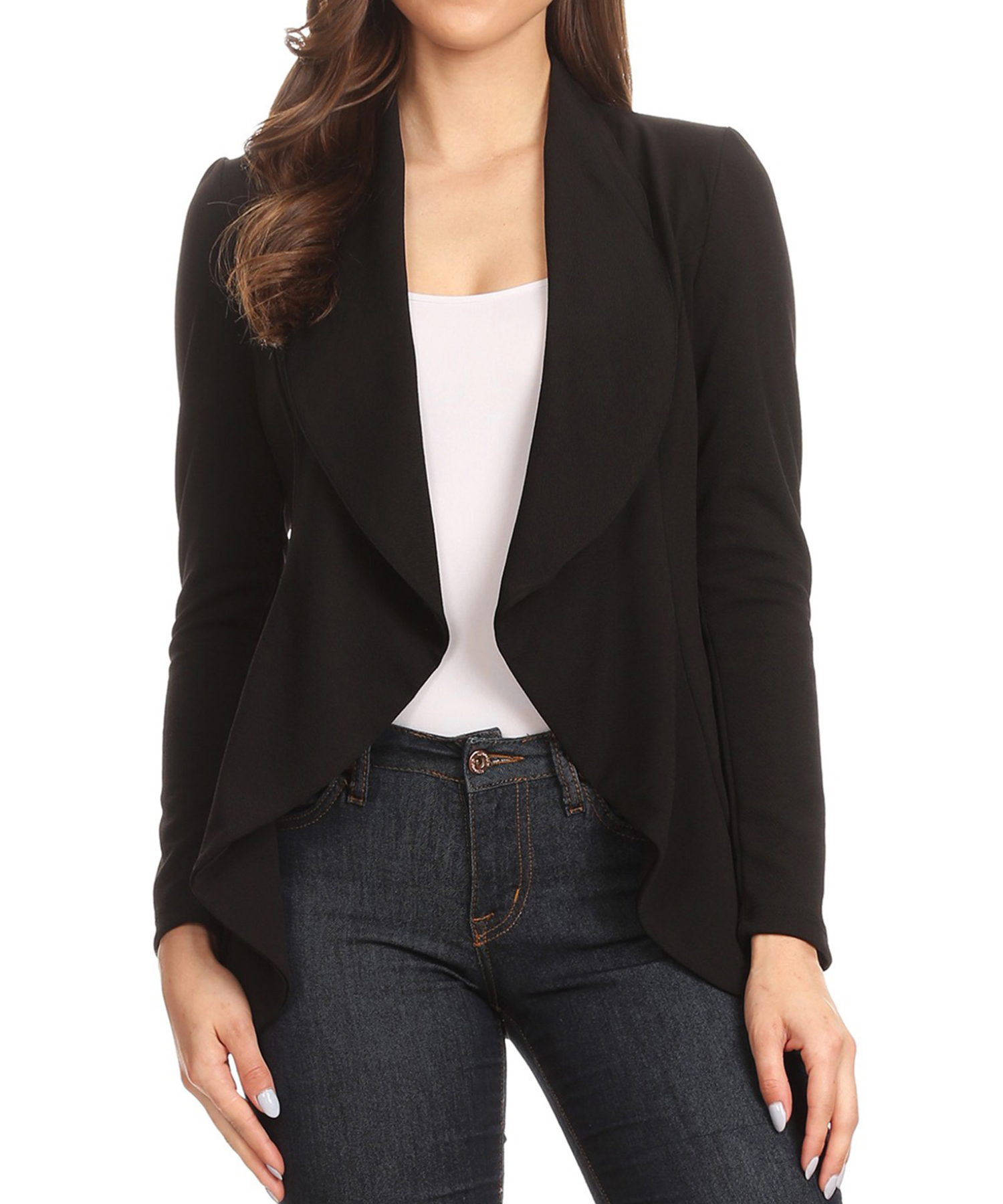 Moa Collection Women's Solid Long Sleeve Waist Length Open Front Office Blazer Pack of 2