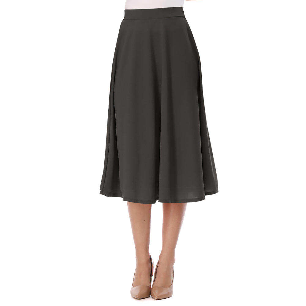 Moa Collection Women's Flared Lightweight Elastic Midi A-line Skirt
