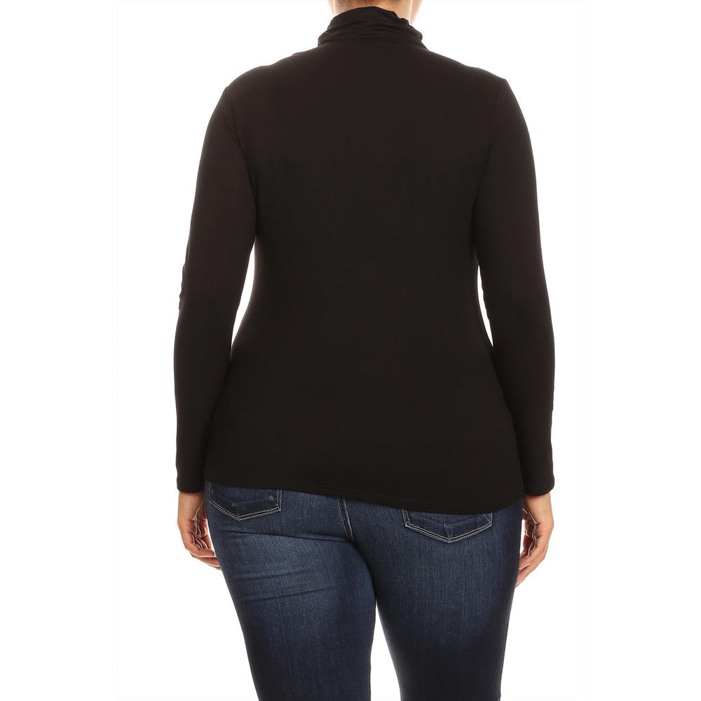 Moa Collection Women's Solid Long Sleeve Turtleneck Lightweight Pullover Plus Size Top Sweater