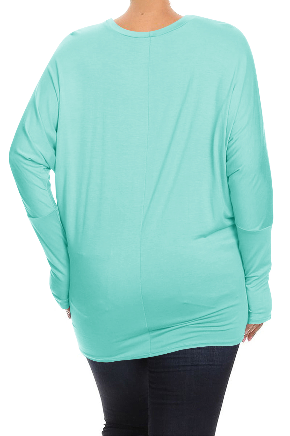 Moa Collection Women's Plus Size Dolman Long Sleeve Solid Loose Fit Tunic Top