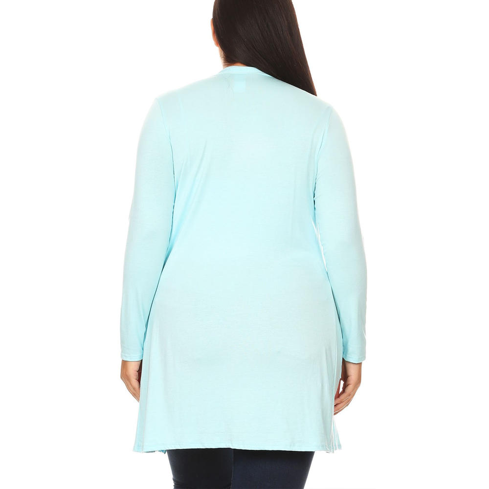 Moa Collection Women's Plus Size Casual Long Sleeves Loose Fit Side Pockets Solid Cardigan