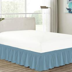 King Bedskirt 21 Drop Misr Linen Solid Wrap Around Bedskirt Egyptian Cotton 400 Thread Count 15 Inches Drop