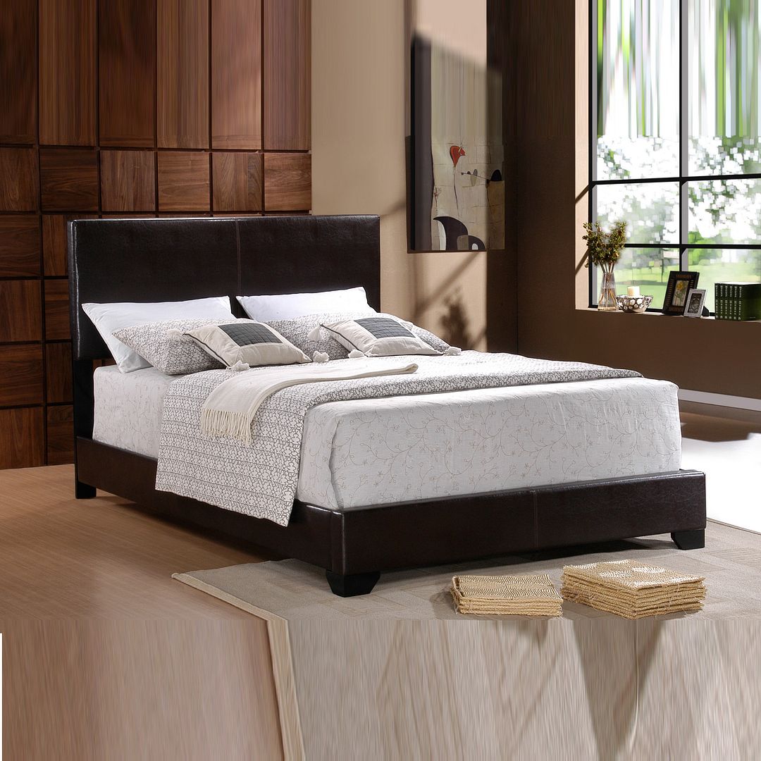 Crown Mark Furniture Black Faux Leather Wred Headboard Twin Full Crown Mark Furniture Black Faux Leather Wred Headboard Twin Full Queen King Low Profile Platform Bed