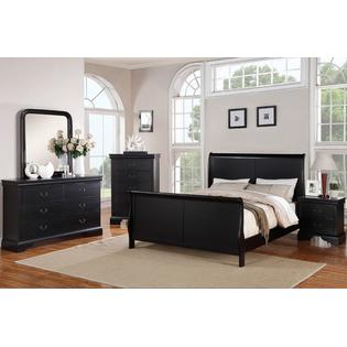 Poundex Modern Stylish Matte Dark Espresso Wood Paneled Headboard Poundex Modern Stylish Matte Dark Espresso Wood Paneled Headboard Queen King Sleigh Bed