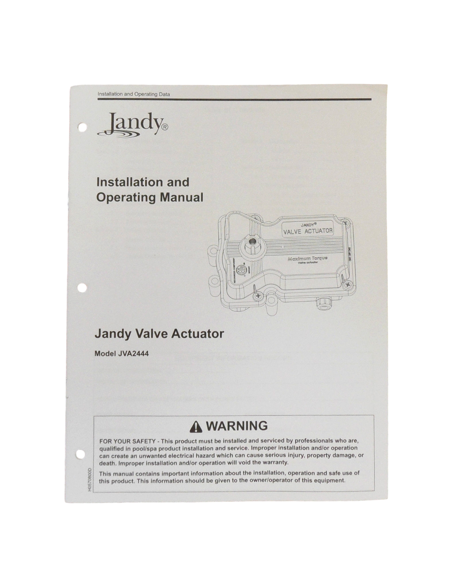 Jandy Jva244 Valve Actuator Installation Owner S Manual Jva 2444