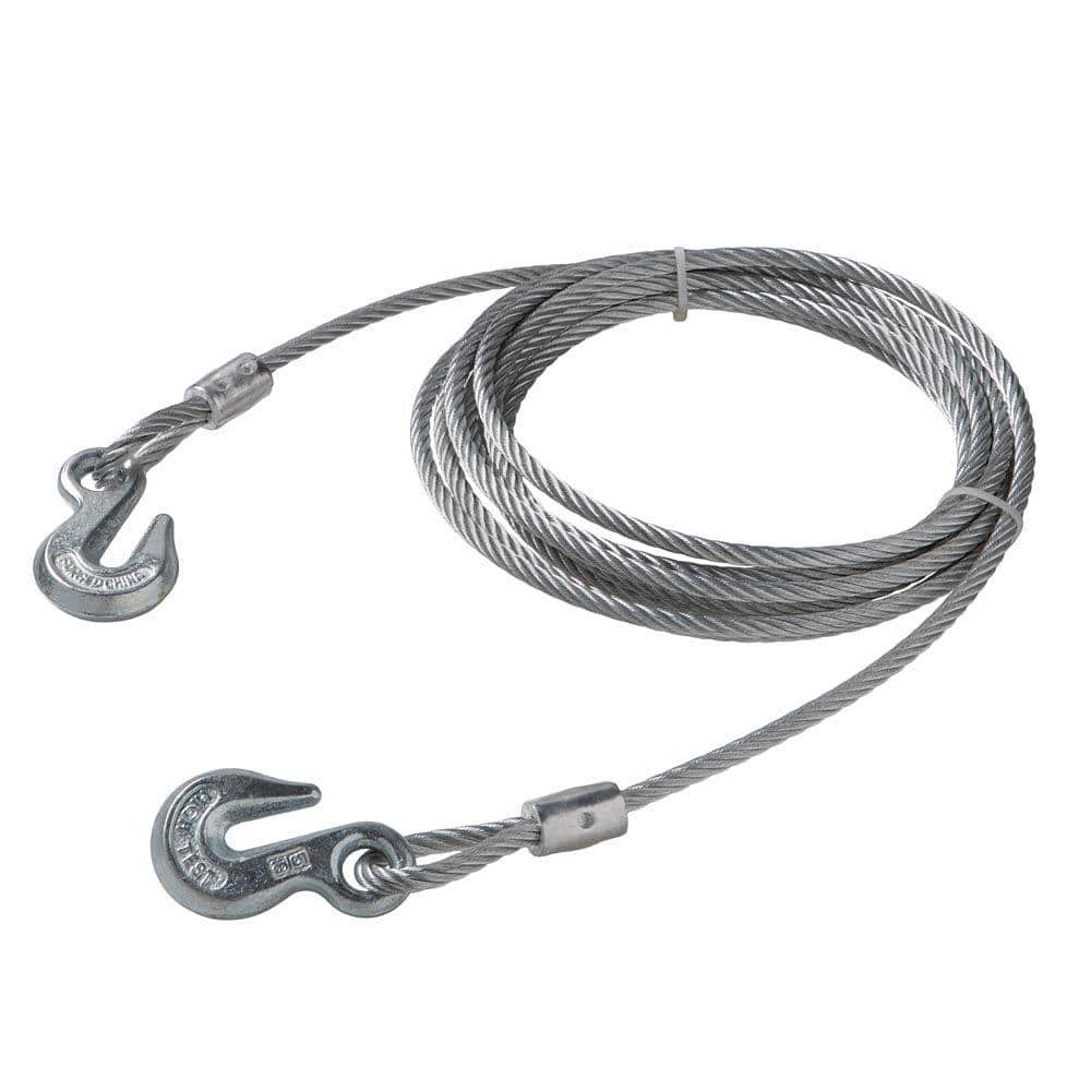 Everbilt 5/16 in. x 20 ft. Galvanized Uncoated Steel Wire Rope with Grab Hooks