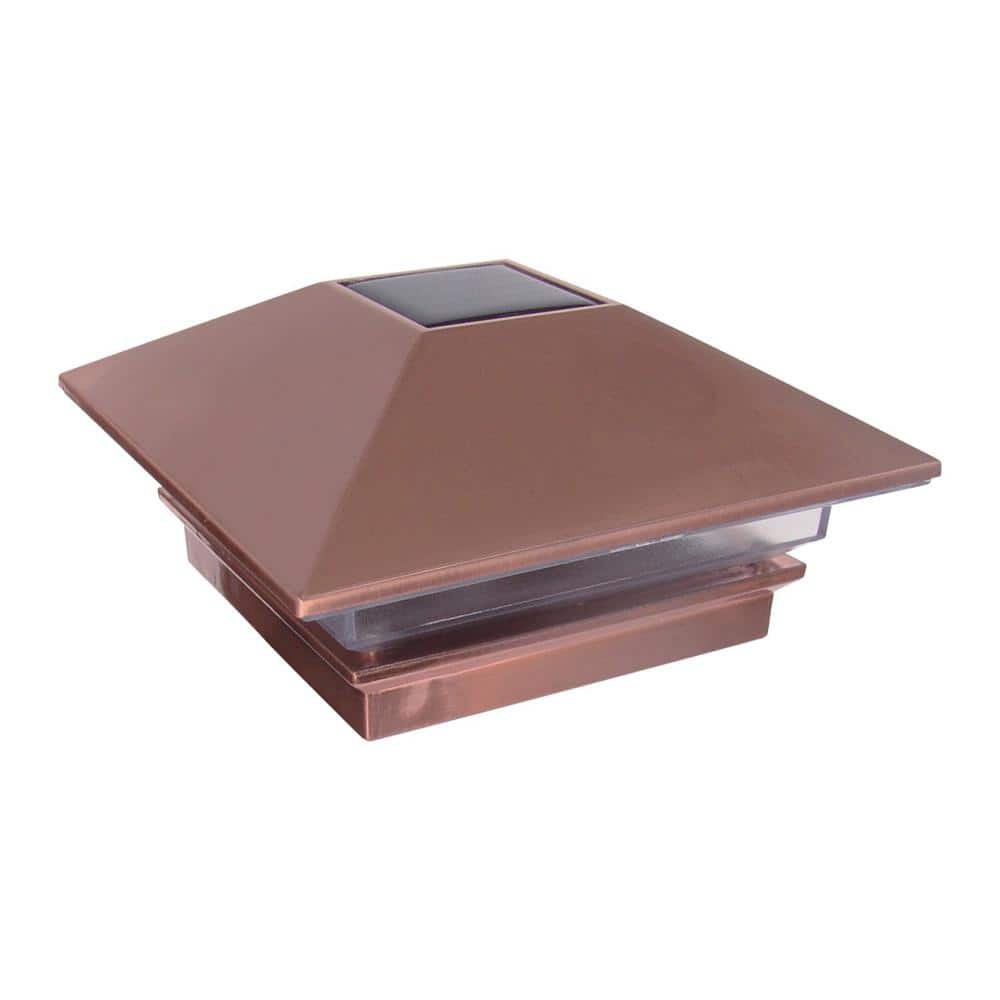 Veranda 4 in. x 4 in. 3 Lumens Copper Plated Plastic Solar Post Cap (Common: 4 in. x 4 in. ; Actual: 3-5/8 in. x 3-5/8 in. )