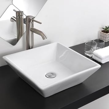 KOVAL INC. Square Bathroom Porcelain Vessel Sink