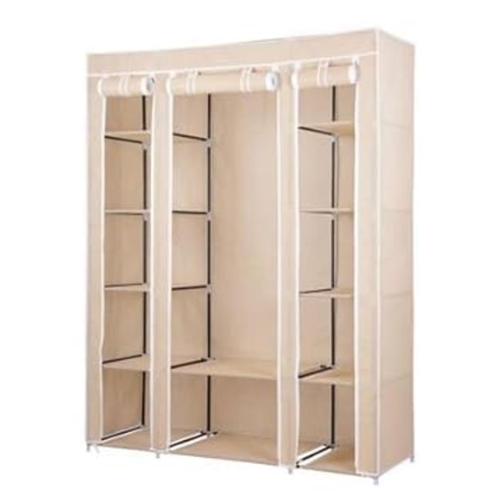 KOVAL INC. 53" Portable Closet Organizer Wardrobe Storage Rack Beige