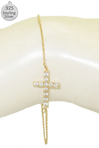 Avatar Jewelry Sideways Hot 925 Sterling Silver Cross Bracelet