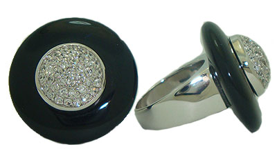 Avatar Jewelry Genuine Black Onyx Gemstone Wholesale Ring Pave Center Size 4