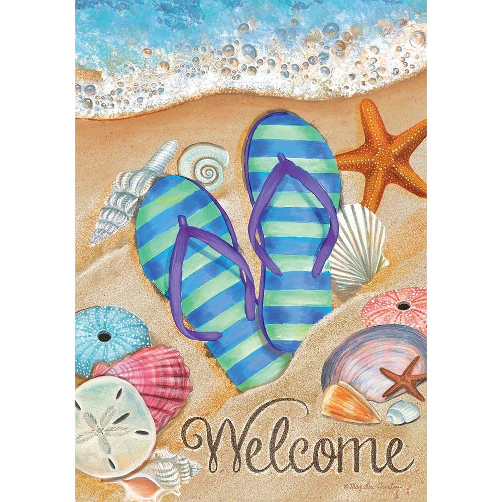 Briarwood Lane Day in the Sun Summer House Flag Flip Flops Welcome Shoreline 28" x 40"