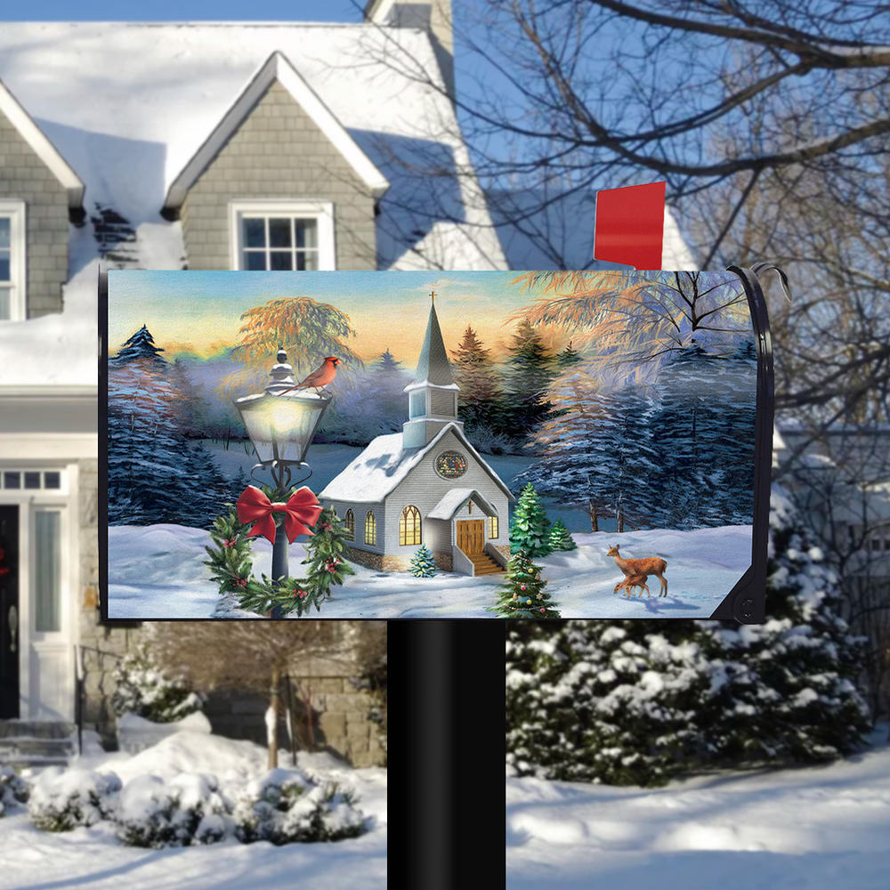 Briarwood Lane Come All Ye Faithful Winter Magnetic Mailbox Cover Church Cardinal Standard