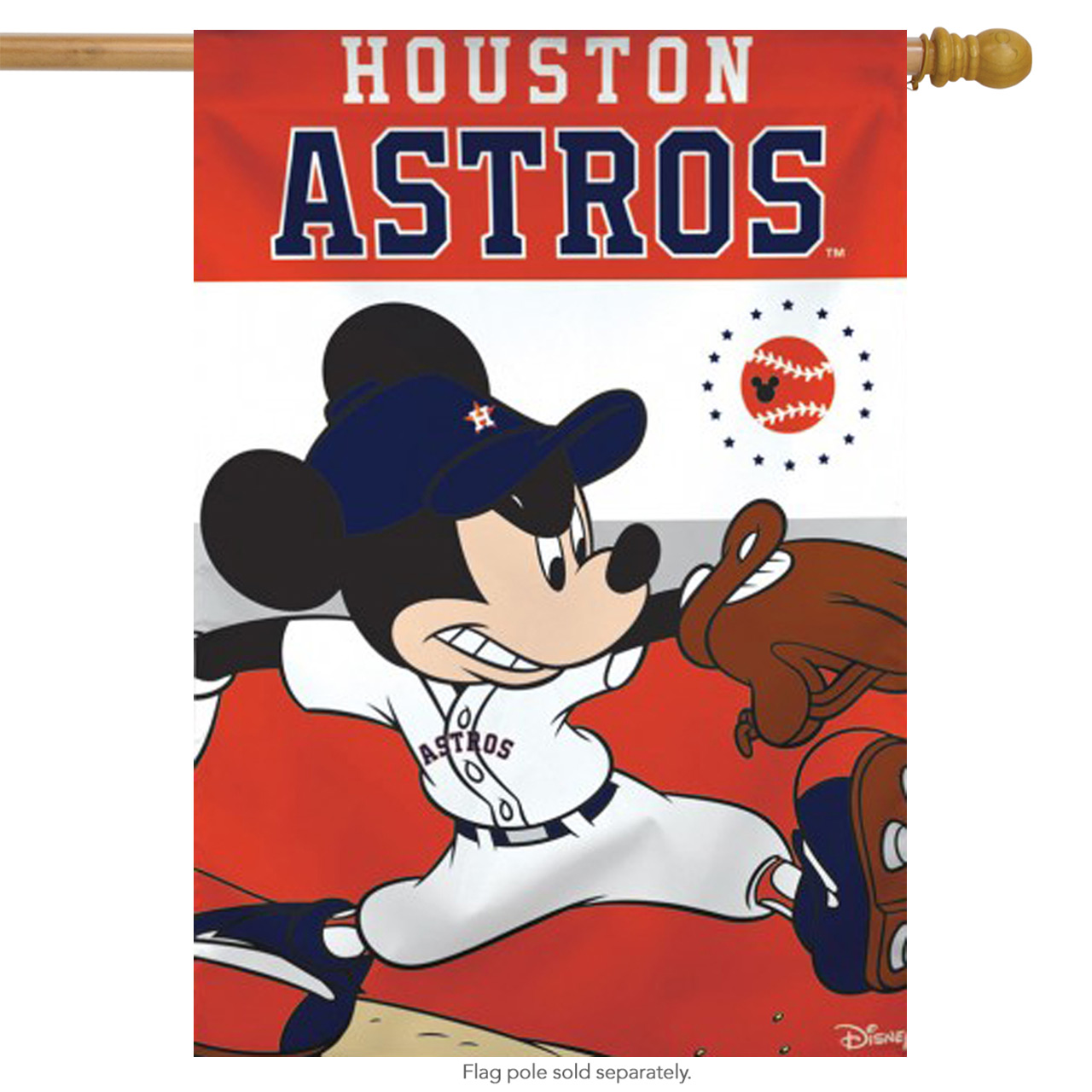 Wincraft Houston Astros MLB Mickey Mouse Baseball House Flag