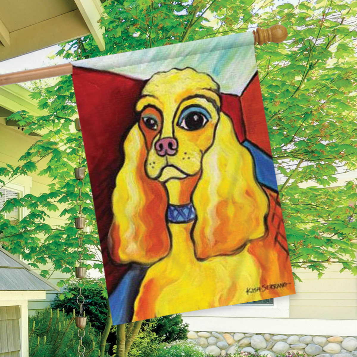 Toland 102642 Pawcasso Cocker Spaniel Dog House Flag