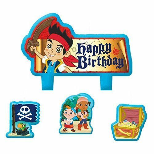 Designware Party Time Disney Jake and the Neverland Pirates Mini Character Birthday Candle Set, Pack of 4, Multi, 1.5" x 1.75" Wax