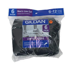 Gildan Adult Platinum Mens 6 Pack Moisture Wicking Low Cut Socks