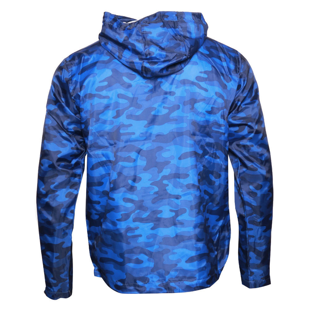 DBFL Men's Light Windbreaker Jacket Camo Raincoat Zip Up Polyester Lining Hoodie