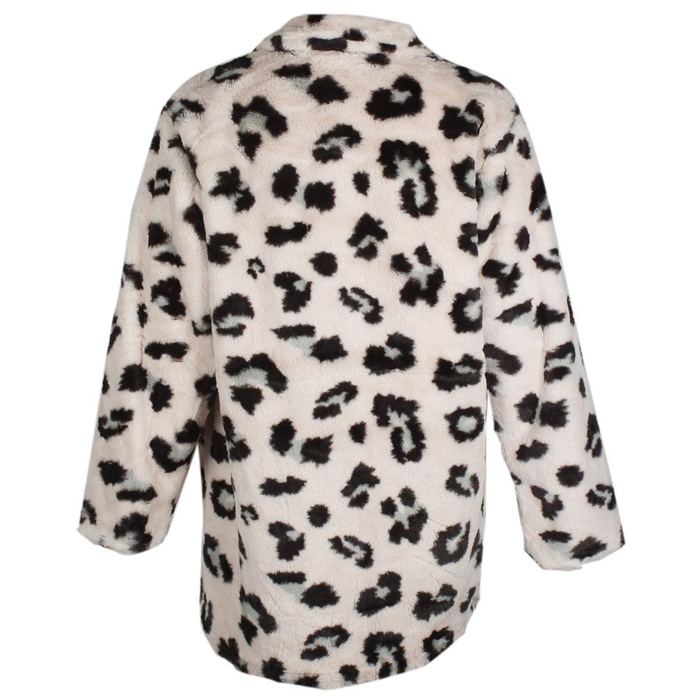 Janice Apparel Women's Faux Fur Animal Print Leopard Notch Collar Jacket No Size