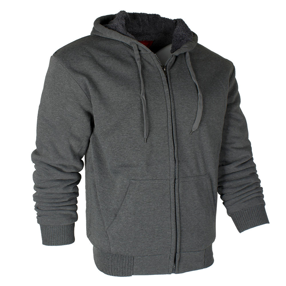 Maximos Mens Hoodie Sherpa Lined Polyester Fleece Full Zip Long Sleeve Hooded Sweatshirt