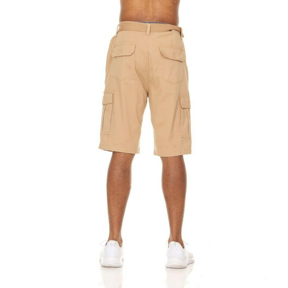 Wicked Stitch Men's Cargo Belted Shorts Casual Cargo Utility Pockets Lightweight Stretch Short