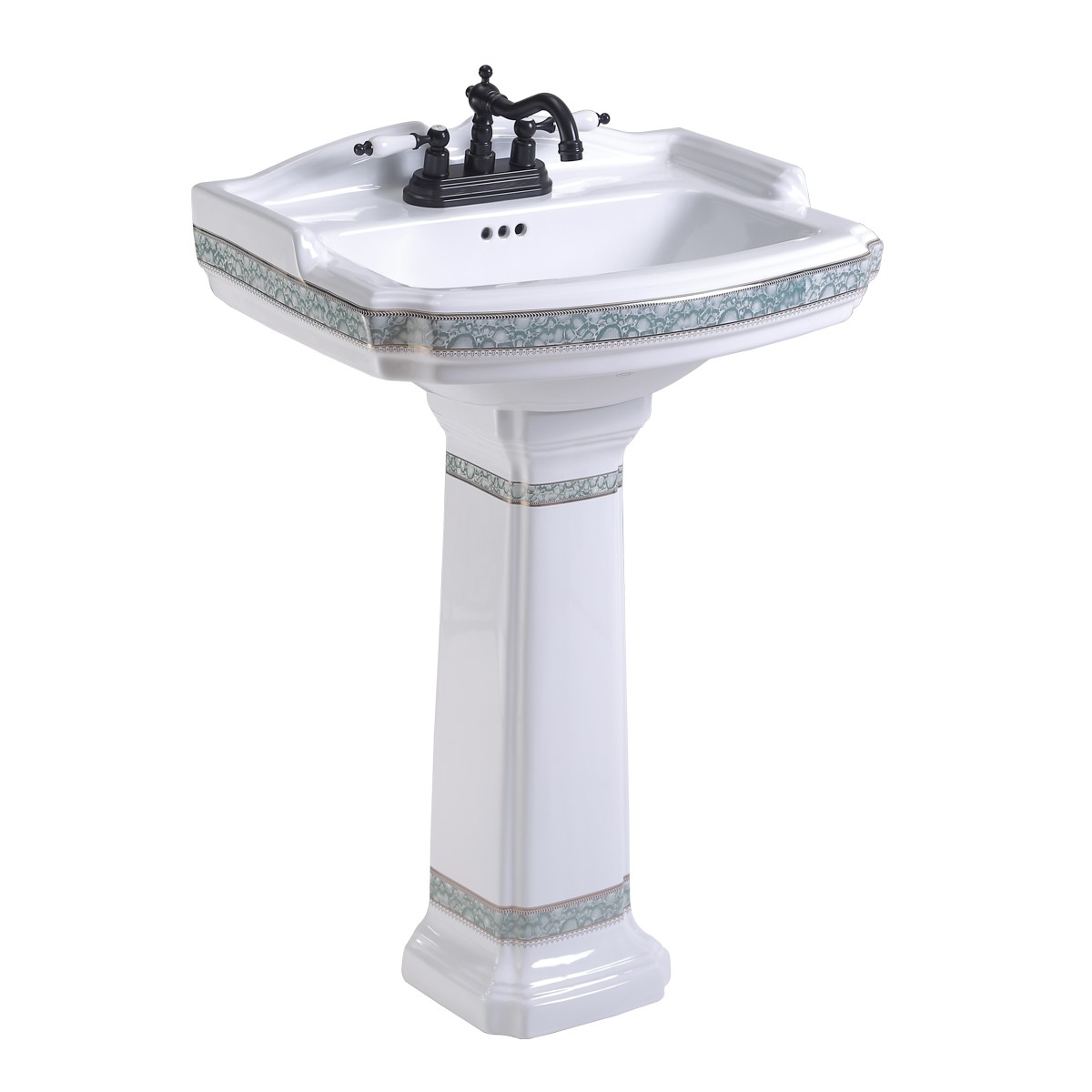 Renovators Supply India Reserve 22 7 8pedestal Bathroom Sink Green And Gold With Overflow