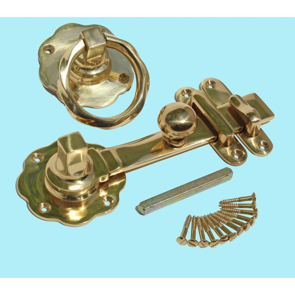 Renovators Supply Solid Brass Latch Classic Knob Gate Latch with Pull