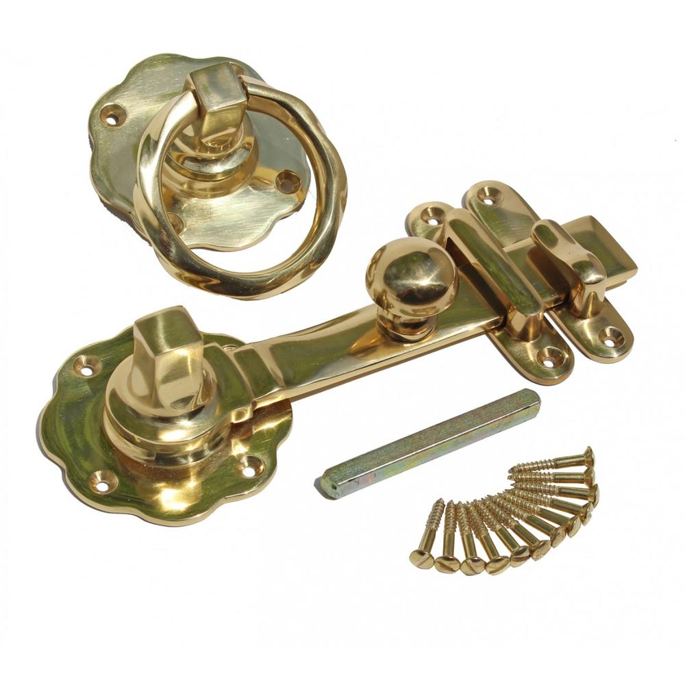 Renovators Supply Solid Brass Latch Classic Knob Gate Latch with Pull