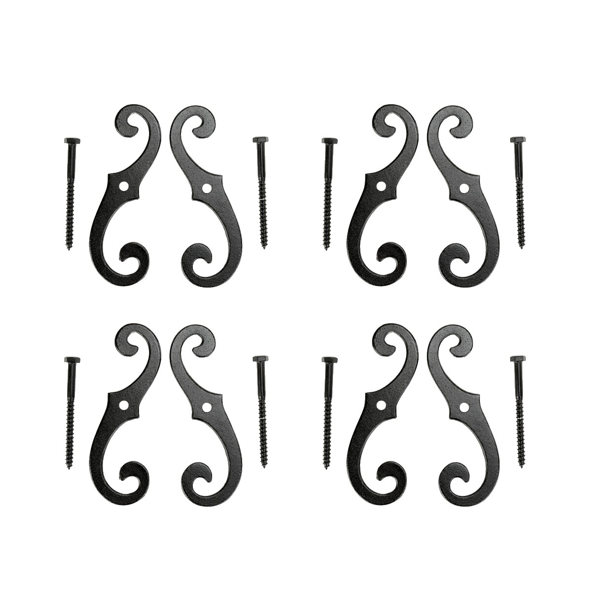 Renovators Supply Pairs of Vintage Shutter Dogs S Shaped Shutter Hardware in Black Pack of 4