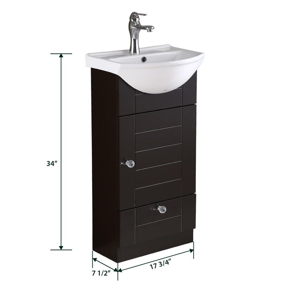 Renovators Supply Small Bathroom White  Black Vanity Cabinet with Faucet and Drain
