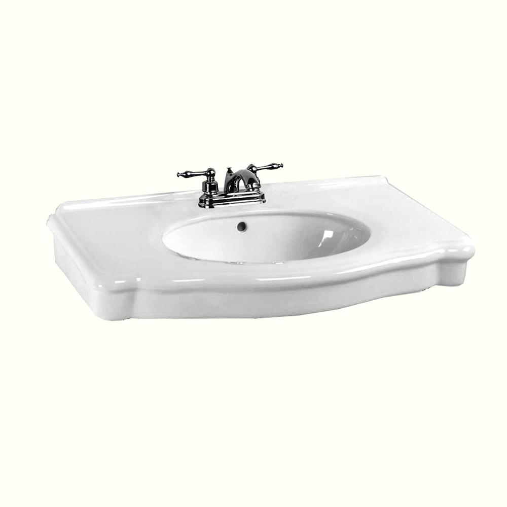 Renovators Supply White Bathroom Pedestal Sink Basin Only 4" Centerset Renovators Supply
