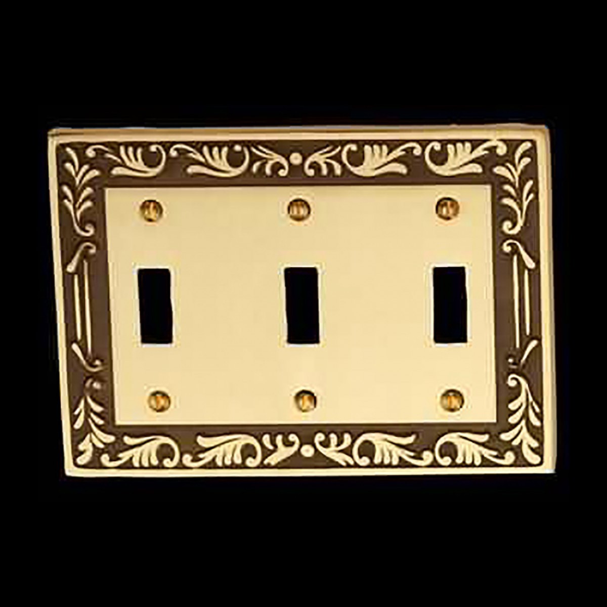 Renovators Supply 4 Victorian Switch Plate Triple Toggle Antique Solid Brass