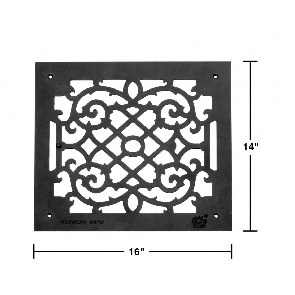 Renovators Supply 2 Piece Air Vent Floor Cover Grille With Rose Thorne Design 13.8" H x 15.8" W