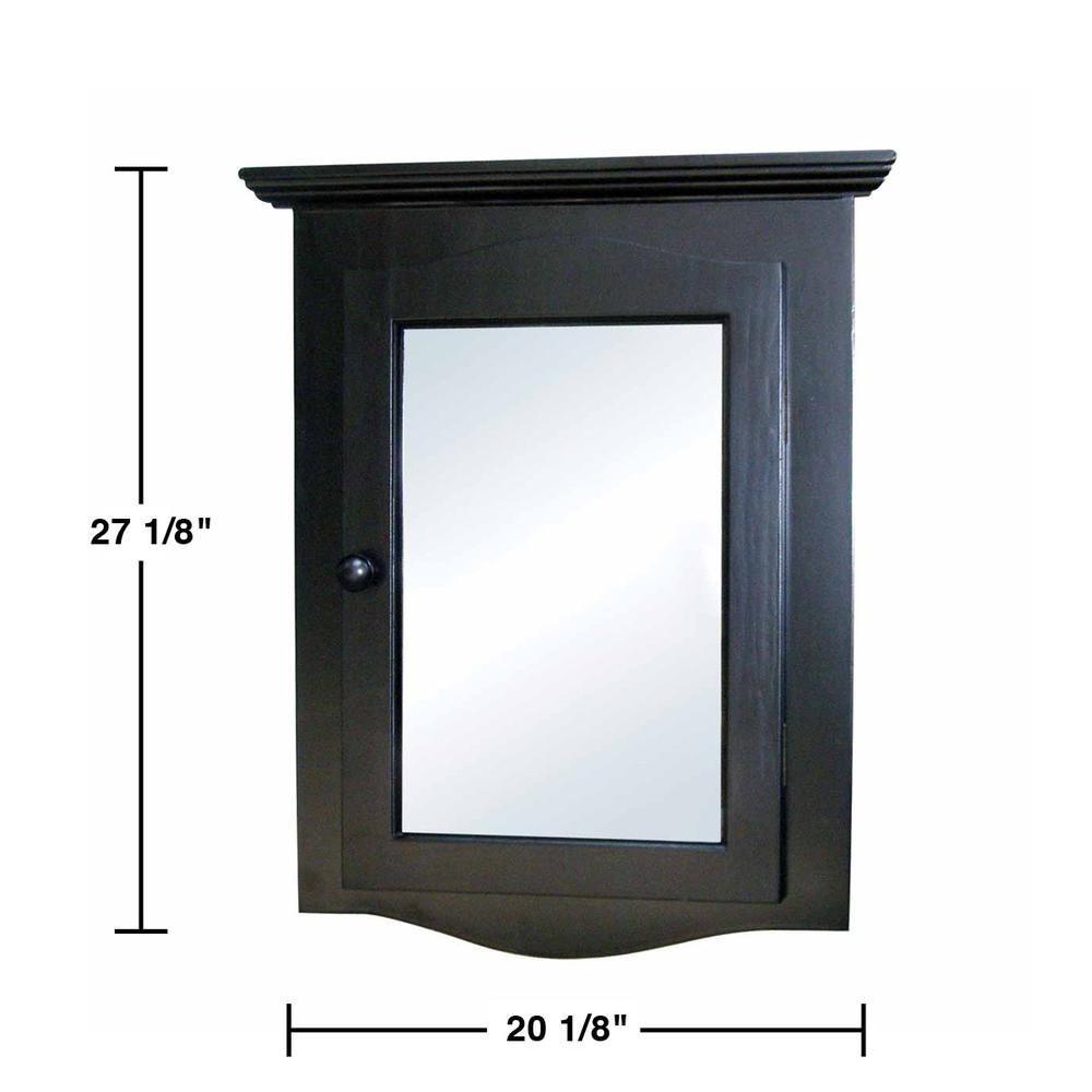 Renovators Supply Black Solid Wood Bathroom Corner Medicine Cabinet Recessed Mirror