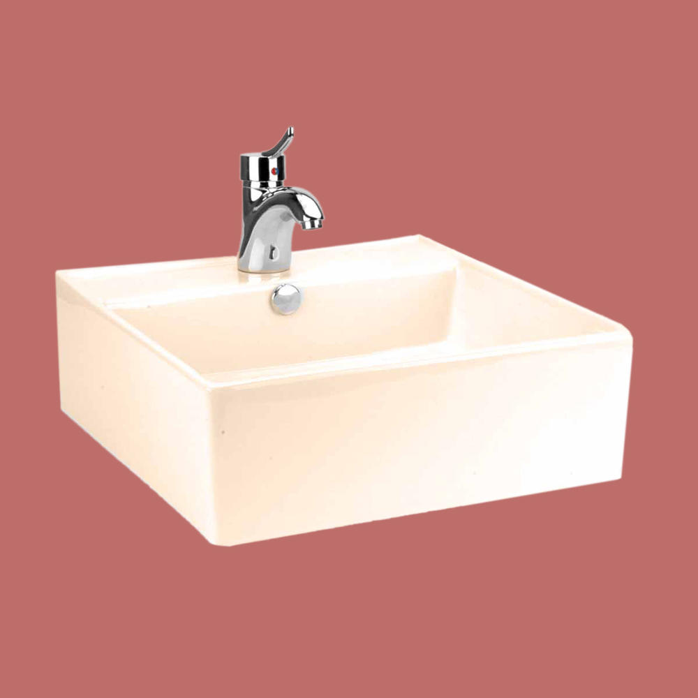Renovators Supply Bostonian 18 1/4" Square Countertop Vessel Sink Biscuit Finish with Overflow