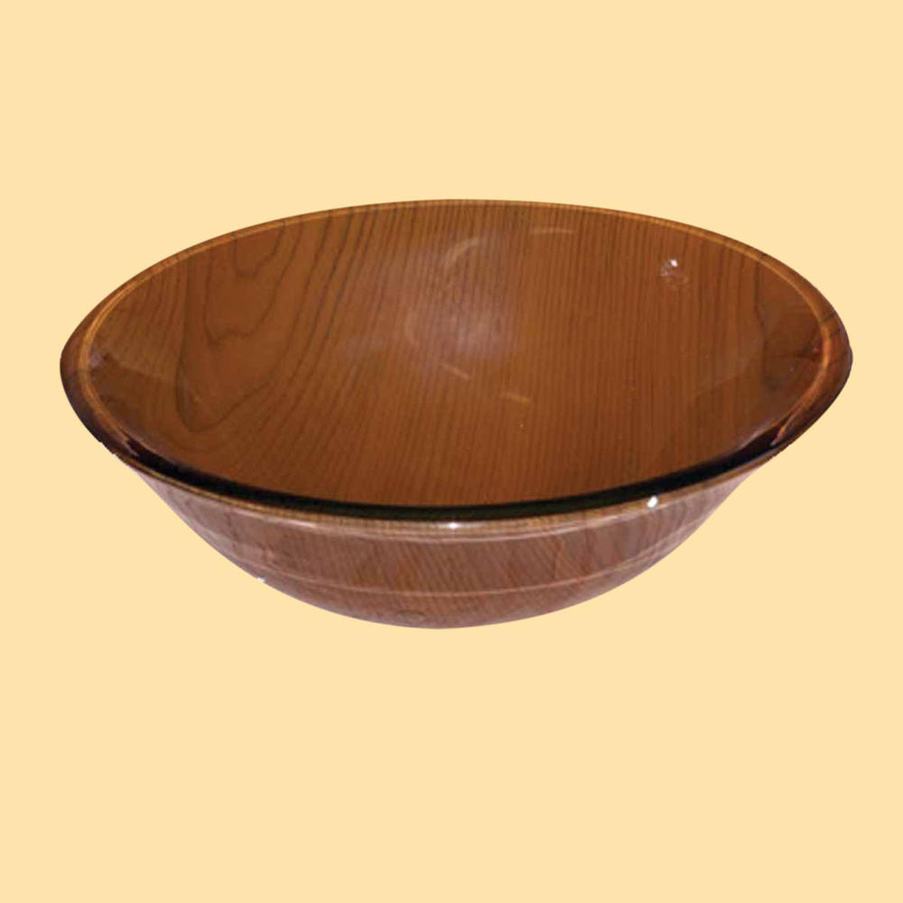 Renovators Supply Tempered Glass Vessel Sink with Drain, Wood Grain Hat Shaped Bowl Sink