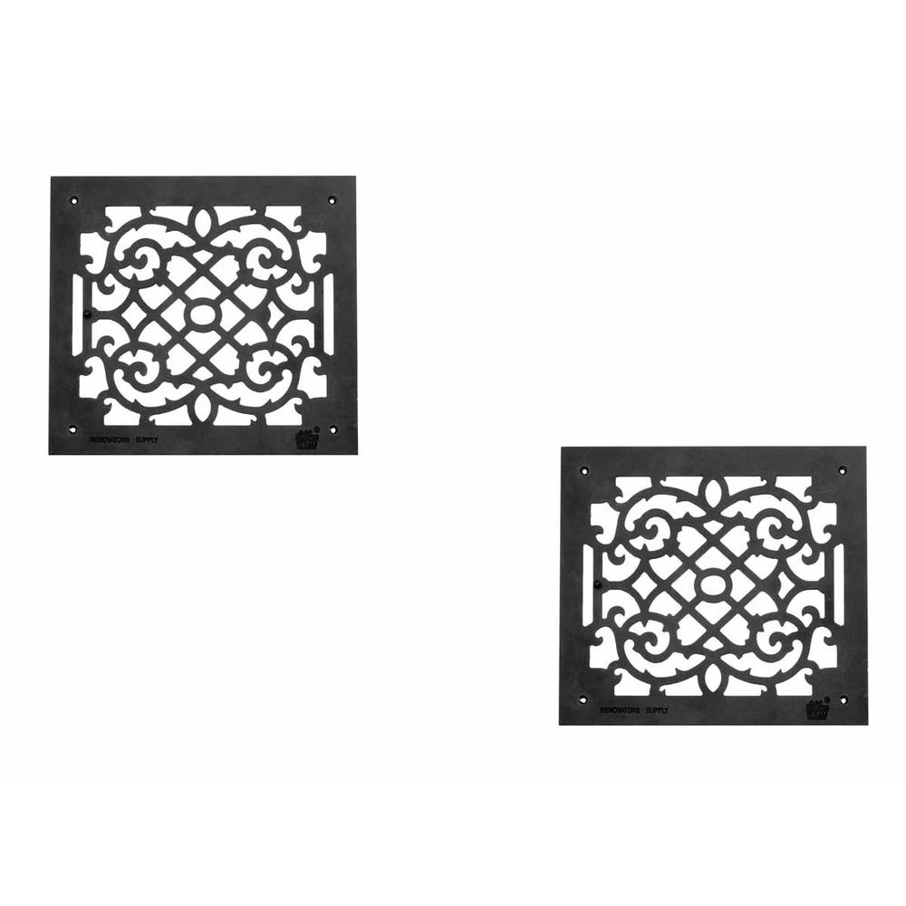 Renovators Supply 2 Piece Air Vent Floor Cover Grille With Rose Thorne Design 13.8" H x 15.8" W
