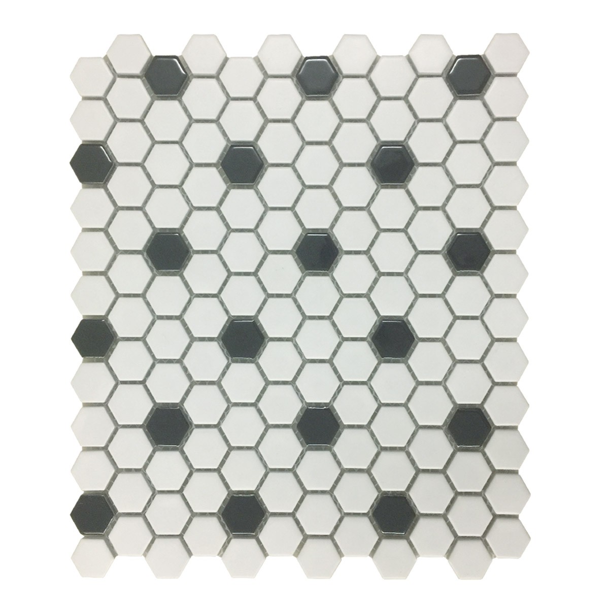 Renovators Supply Mosaic Hexagon Matte White and Black Tile 23 Sheets 10.25" x 11.8" 19.3 SQFT