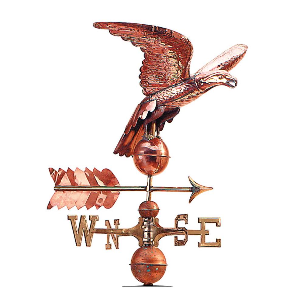 Renovators Supply Polished Copper Freedom Flight Eagle Weathervane Verdigris Finish 17" H 25" W