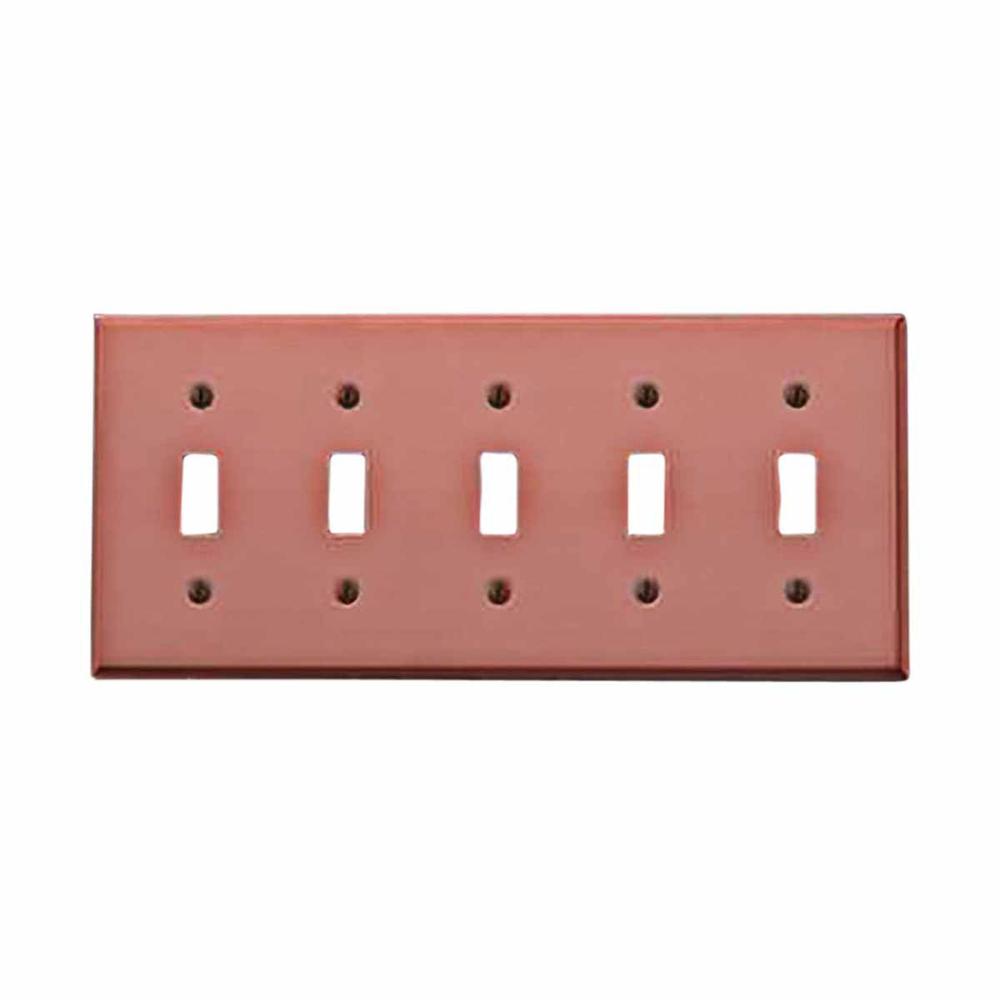 Renovators Supply Switchplate Brushed Solid Copper Five Toggle