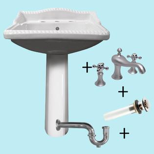 Renovators Supply Pedestal Sink Ceramic With 8 Widespread