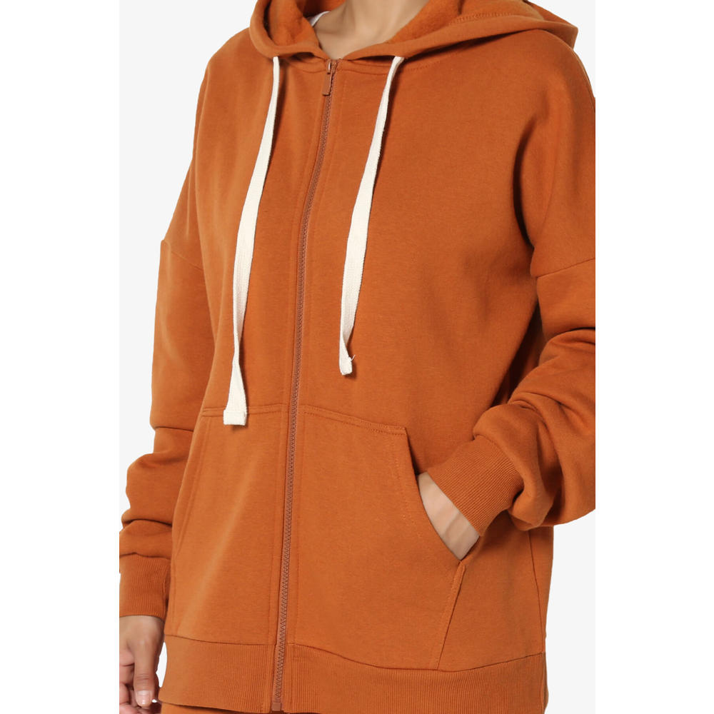 TheMogan Women's Essential Full Zip Cotton Fleece Hoodie Sweatshirt Relaxed Track Jacket
