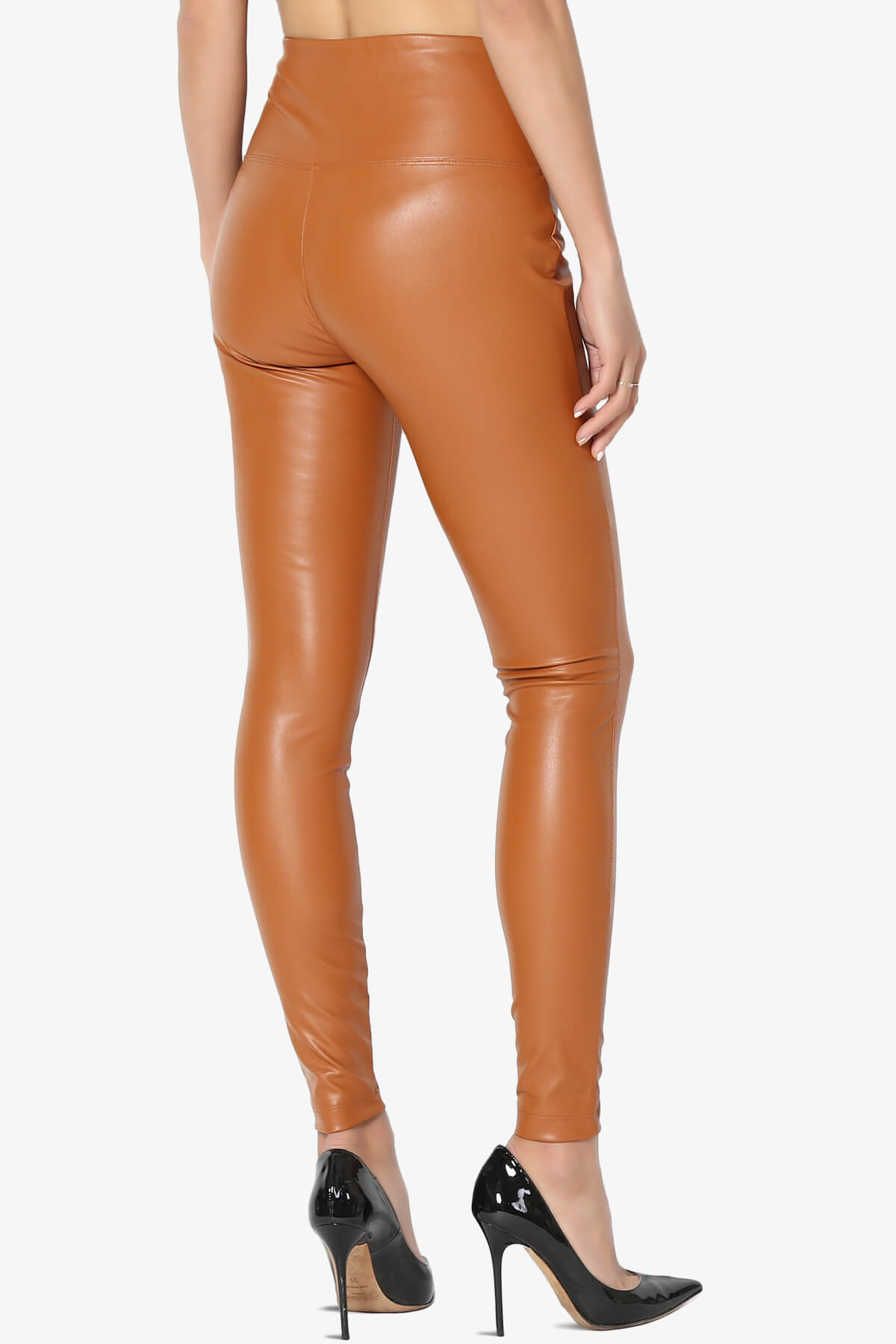 TheMogan Women's Sexy Stretchy Faux Leather Leggings Wide Band High Waist Tights Pants