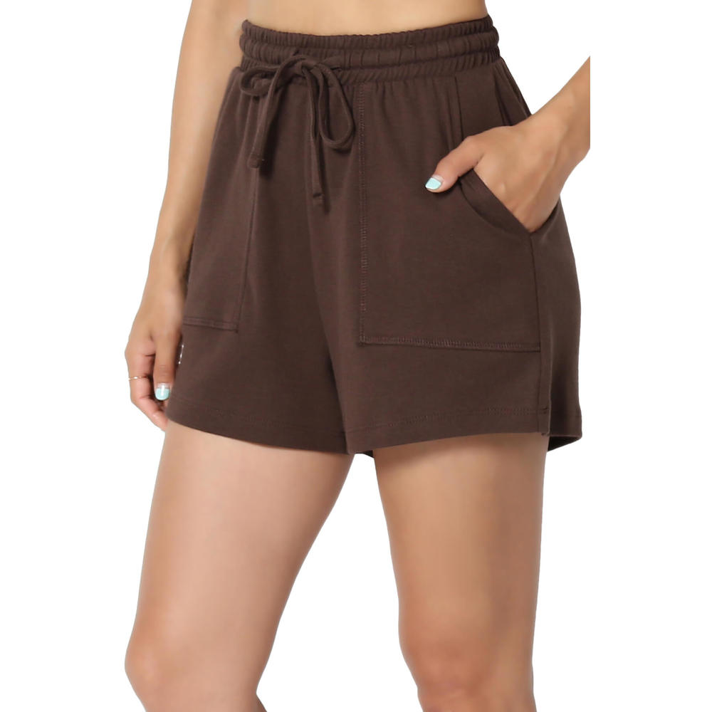 TheMogan Women's XS~XL Drawstring High Waist Comfy Cotton Sweat Shorts with Pockets