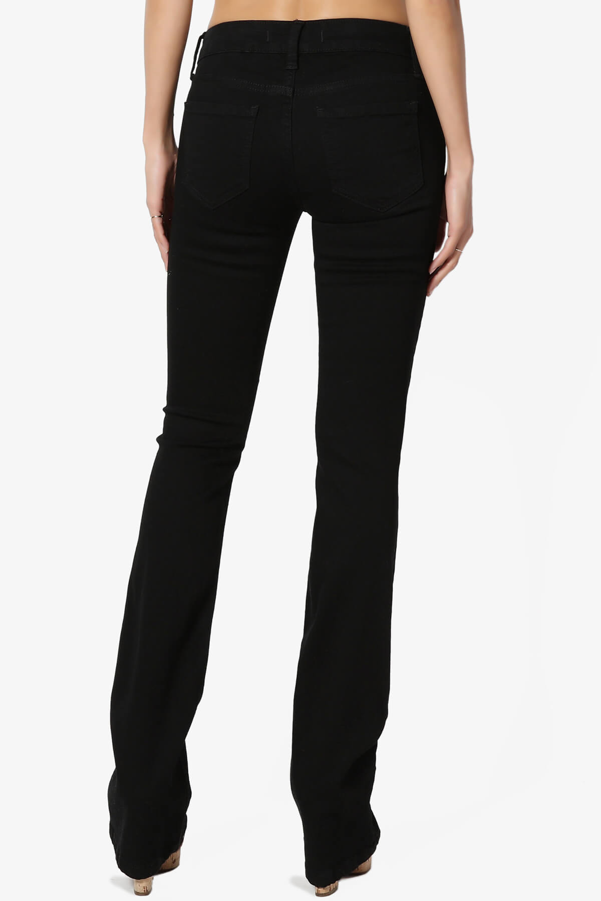TheMogan Women's Soft & Stretch Black Denim Mid Rise Slimming Bootcut Jeans 32in inseam