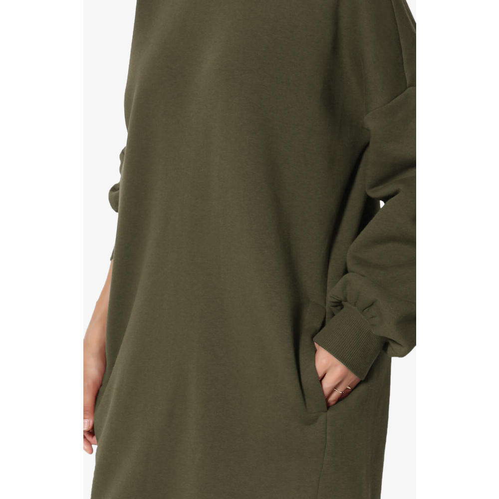TheMogan Women's S~3X Casual Oversized V-Neck Fleece Sweatshirts Loose Pullover Tunic
