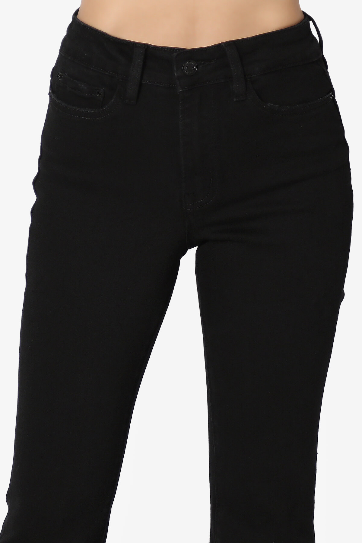 TheMogan Women's TALL High Rise Waist Flare Leg Jeans Black Bell Bottom Denim Pants