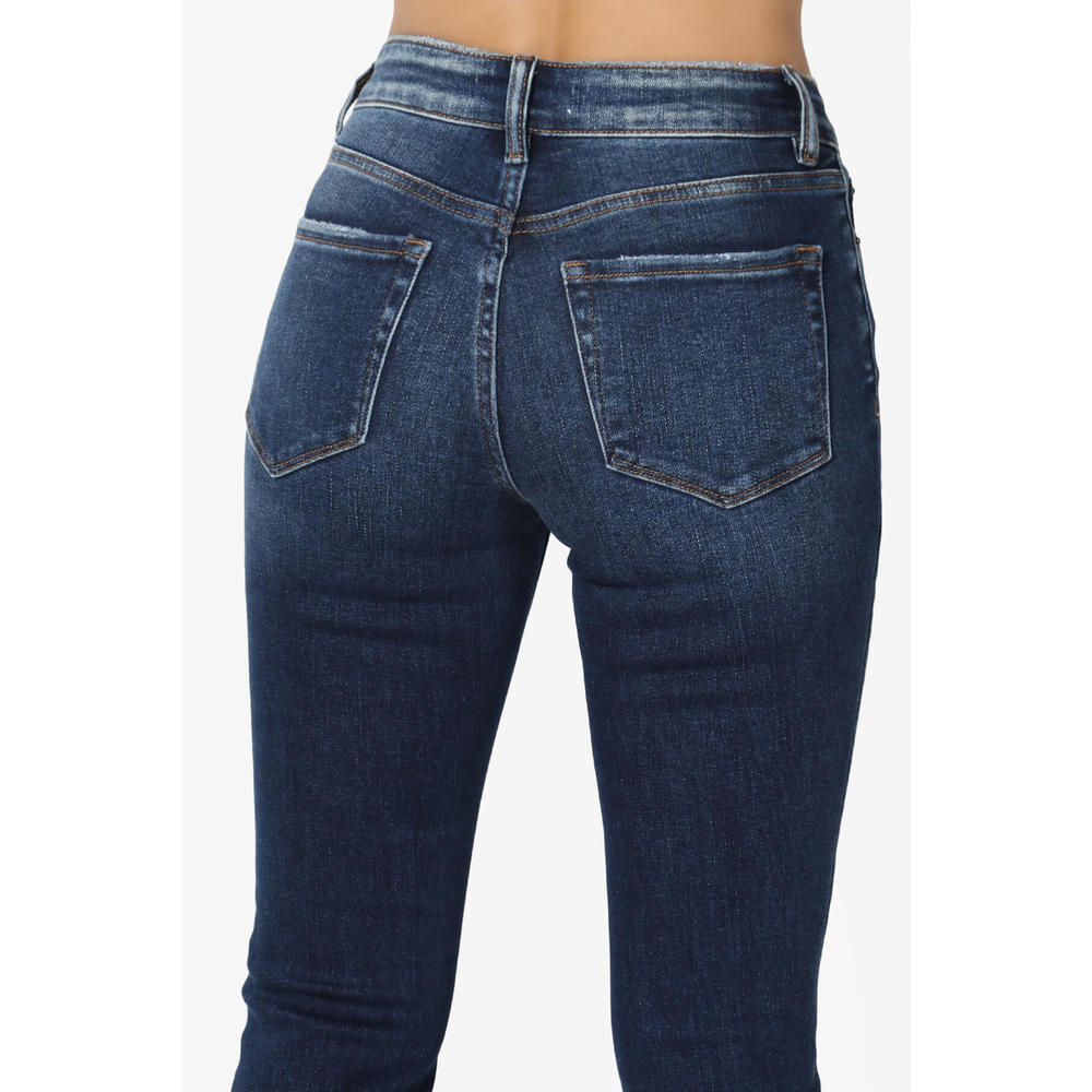 TheMogan Women's Vintage Versatile Washed Stretch Denim Mid Rise Slim Boot Cut Jeans